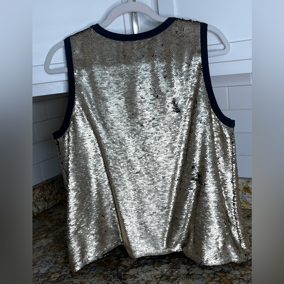 Gap Black and Gold Size Large Sequin Top - Picture 4 of 6